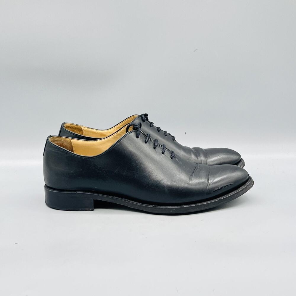 The Office Of Angela Scott Shoes Womens 8.5 Black Leather Oxford Flats Lace Up